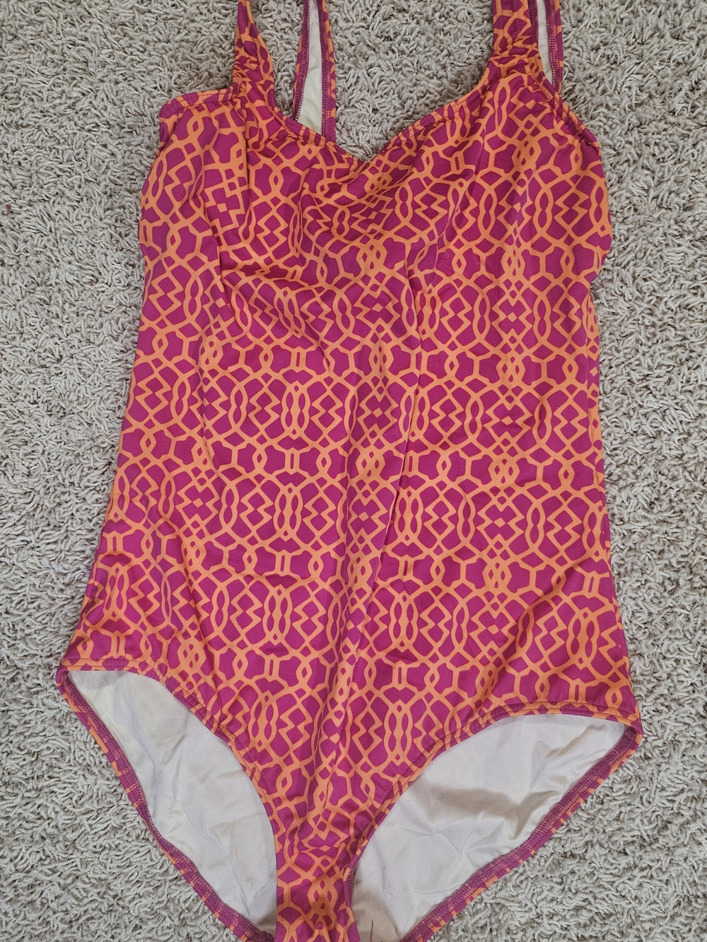 Lands' End Cream Lined Garment with Pink Trim